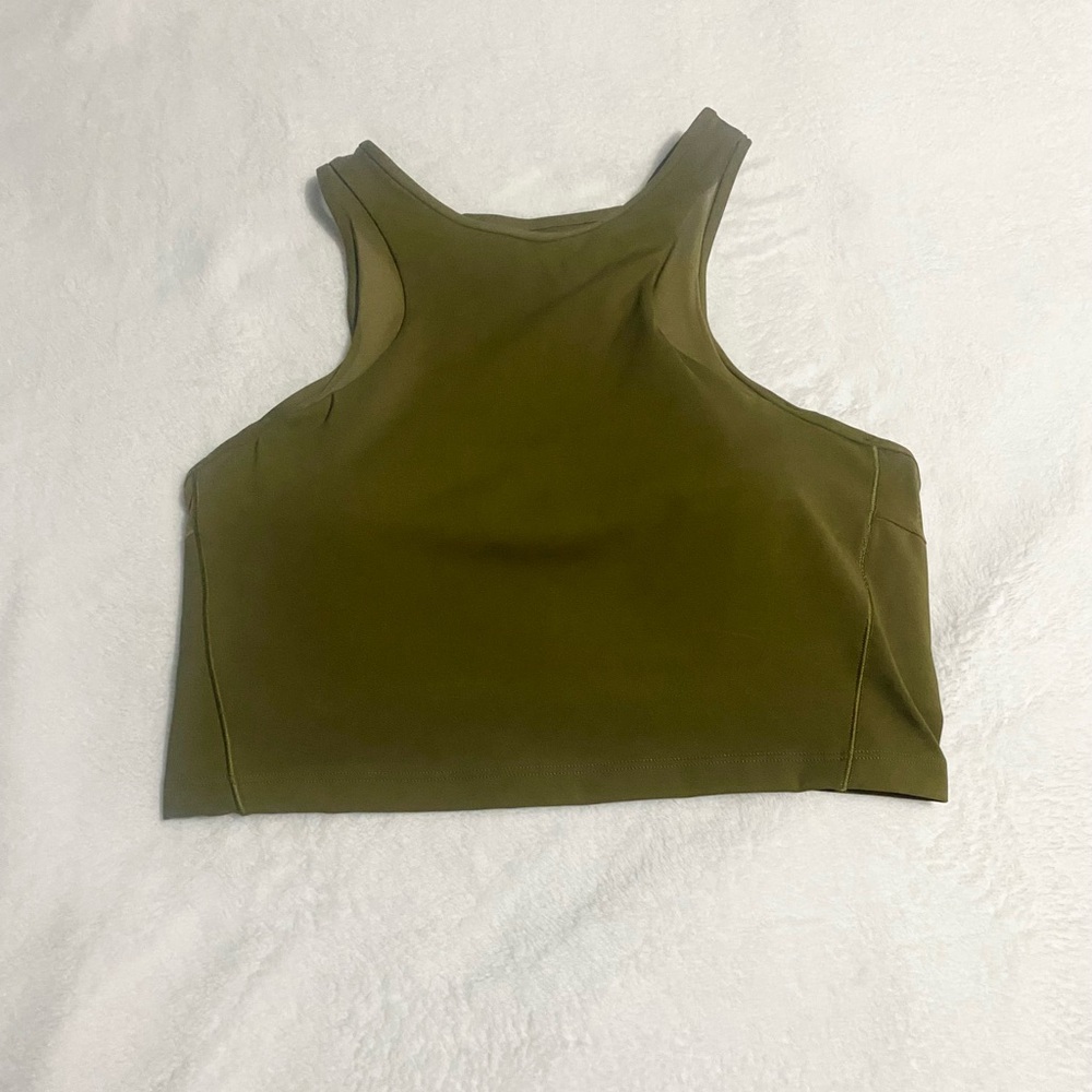 Athleta Conscious Mesh Crop Bra/Top | Olive Green | Like New | Medium